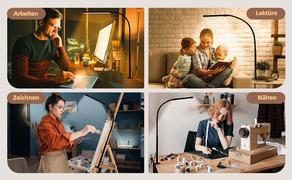 LED лампа для столу з кріпленням, регульована світлодіодна лампа з 3 кольорами та 10 рівнями яскравості, захищає зір, лампа для роботи, чорна