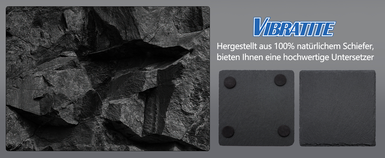 Набір з 24 круглих підставок під напої з чорного сланцю VIBRATITE 10,2 см, нековзні та стійкі до подряпин, для бару, кухні, декору дому (6 шт. квадратних)