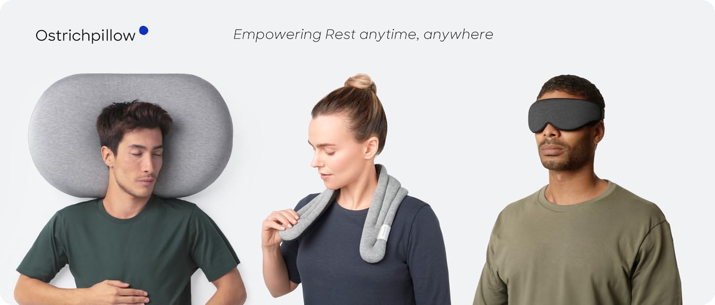 Подушка для шиї Ostrichpillow Go з Memory Foam, ергономічний дизайн 360°, темно-синій