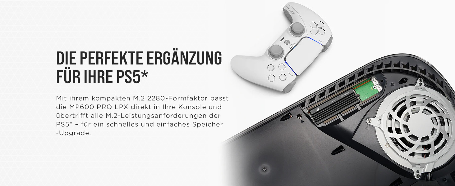 SSD Corsair MP600 PRO LPX 4TB M.2 NVMe PCIe Gen4 для PS5 (7100 МБ/с, 6800 МБ/с, компактний форм-фактор)