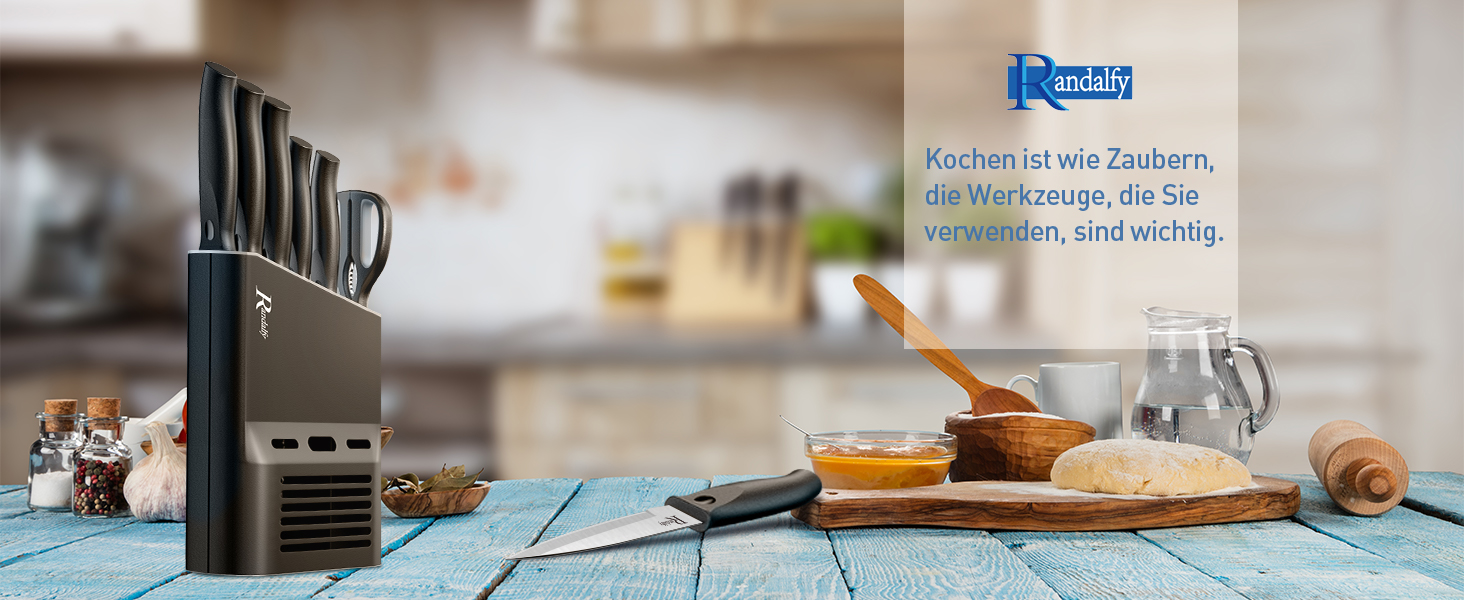 Набір ножів кухарських 7 предметів з бруском, кухонний набір ножів, ніж, ножиці, брусок для нарізки м'яса/овочів/фруктів, для нарізки, кубиків, шинкування (срібний)