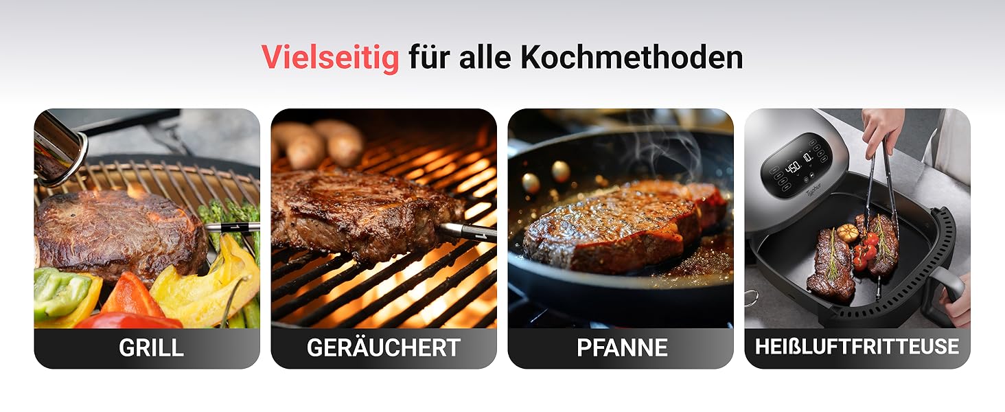 ThermoMaven P2 Розумний термометр для м'яса бездротовий Bluetooth 5.3, 6 сенсорів, Wi-Fi моніторинг, IPX8 водонепроникний, для гриля, духовки, кухні, фритюрниці (1 зонд)