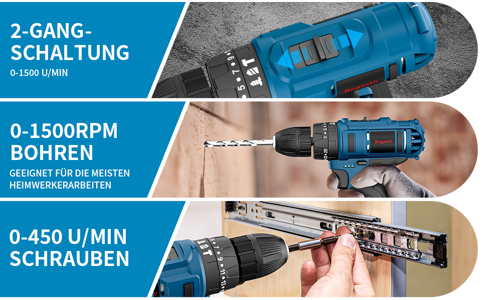 Акумуляторний шурупокрут Bogseth 21V з набором інструментів 112 шт. для дому та саду