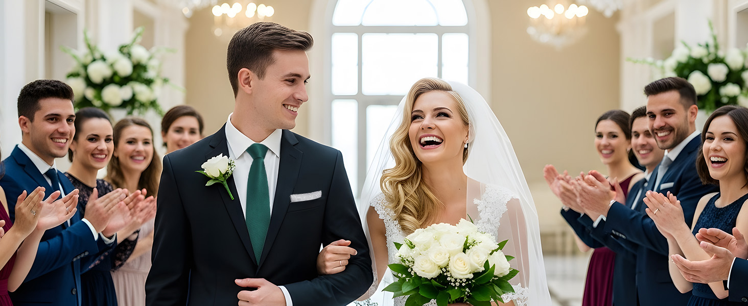 Комплект краватка, хустинка та запонки Hisdern Salbei Grün для чоловіків на весілля