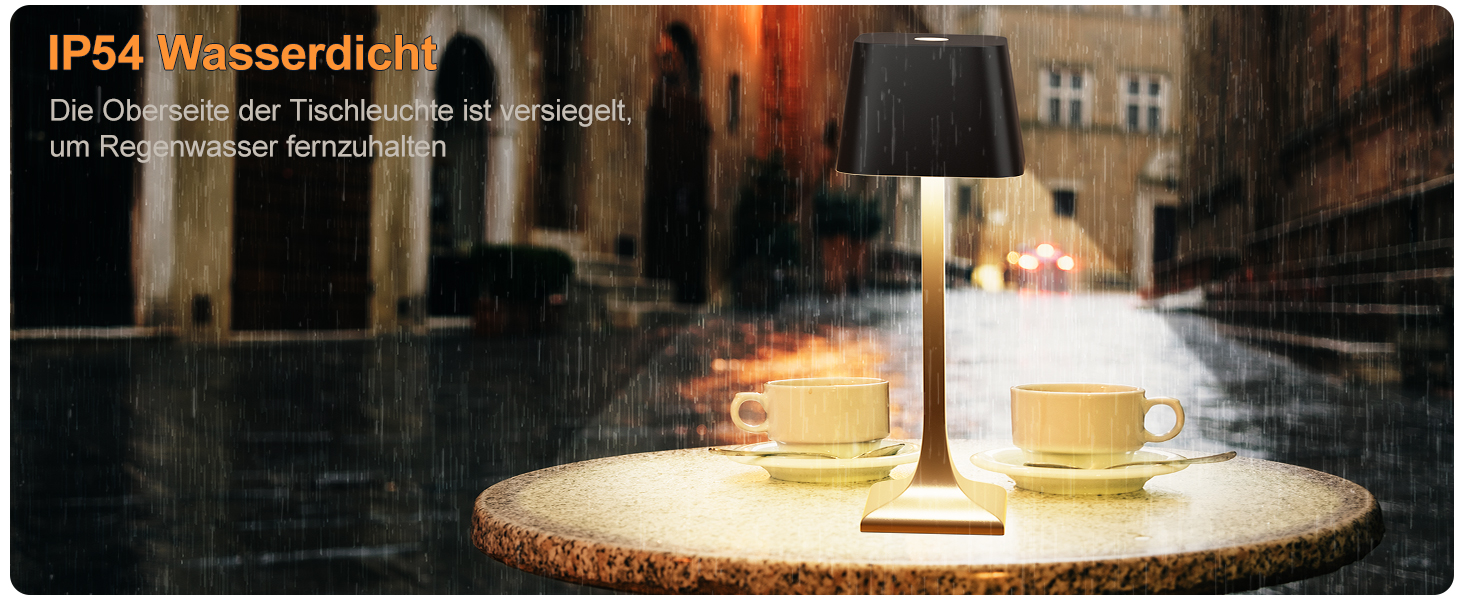 LED настільна лампа бездротова диммируемая торканням - 3 колірні температури, 5200mAh акумулятор, зарядка USB-C, водонепроникність IP54, алюміній, для дому та вулиці, нічник, настільна лампа для їдальні, робочий стіл (чорний)