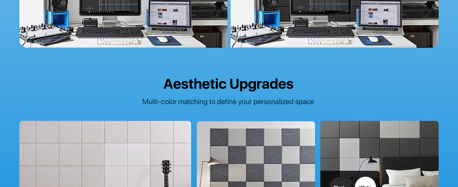 Акустичні панелі для шумоізоляції стін самоклеючі, квадратні звукопоглинаючі плити високої щільності, 30x30x0.9 см, чорні, 12 шт.