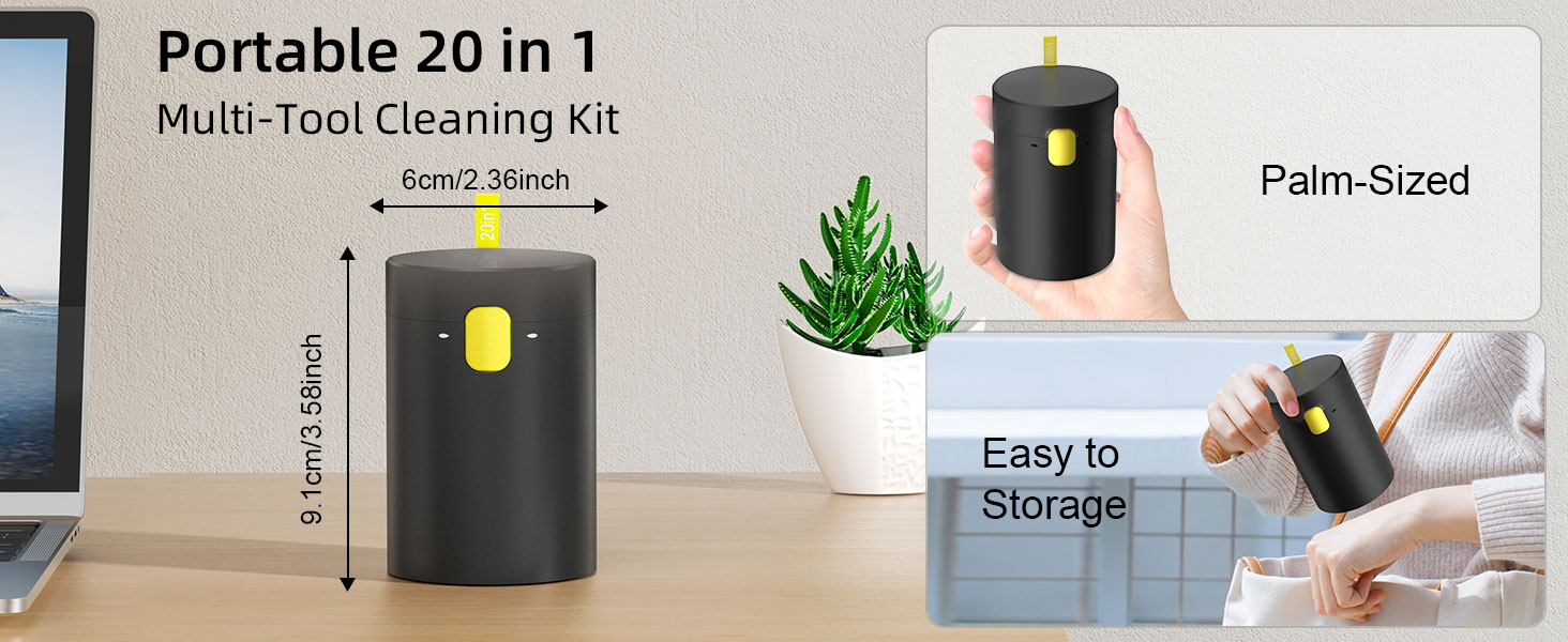 Набір для чищення клавіатури та екрану 20 в 1: очищувач екрану, щітка для клавіатури, для ноутбука, планшета, комп'ютера, монітора, камери (чорний)
