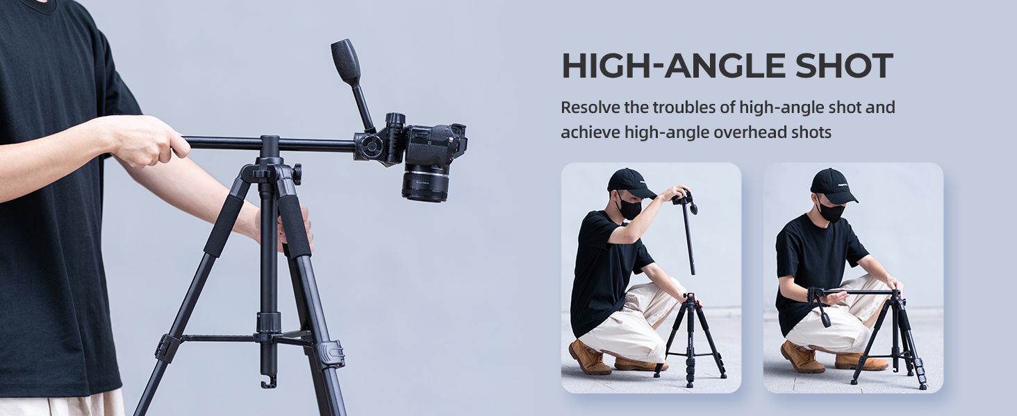 Штатив AMBITFUL 157.5 см, чорний, професійний, алюмінієвий, знімний, для фото- та відеозйомки (камера, DSLR, смартфон, екшн-камера, телескоп)