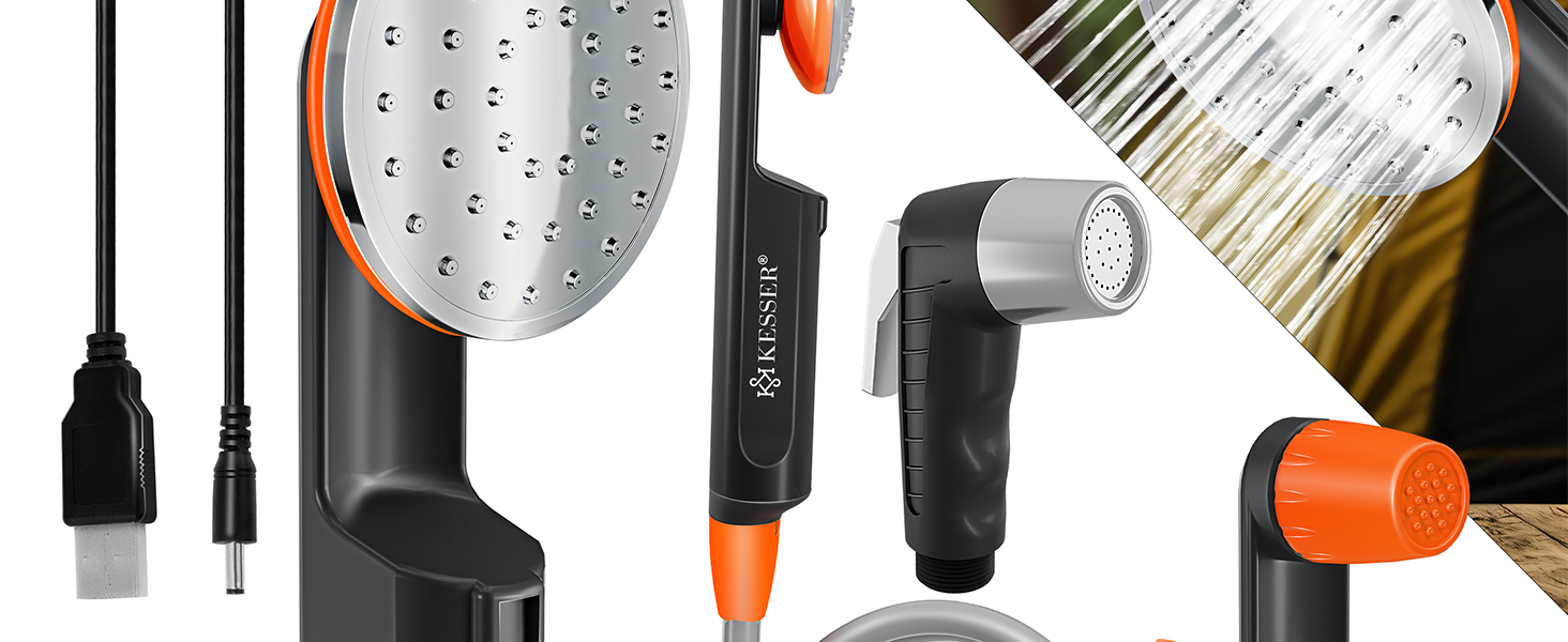 Портативний душ KESSER® з акумулятором, USB зарядка, 12В помпа, для кемпінгу, авто, саду, домашніх тварин, з сумкою