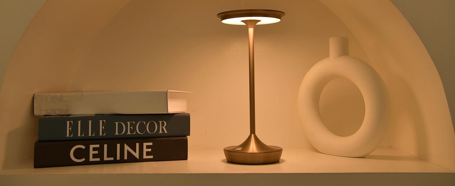 LED настільна лампа бездротова IP54 для вулиці та дому: перезарядна, сенсорна, 3 кольори, 6000mAh, 2 шт.