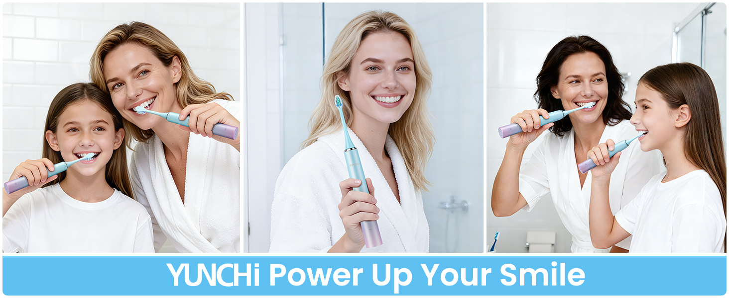 Електрична зубна щітка YUNCHI C2 з 40000 VPM, звукова щітка для дорослих, зарядка USB-C, 55 днів роботи від акумулятора, 5 режимів чищення, таймер 2 хвилини, 8 насадок, дорожній футляр, чорний (Ycyc-y7 Blue)