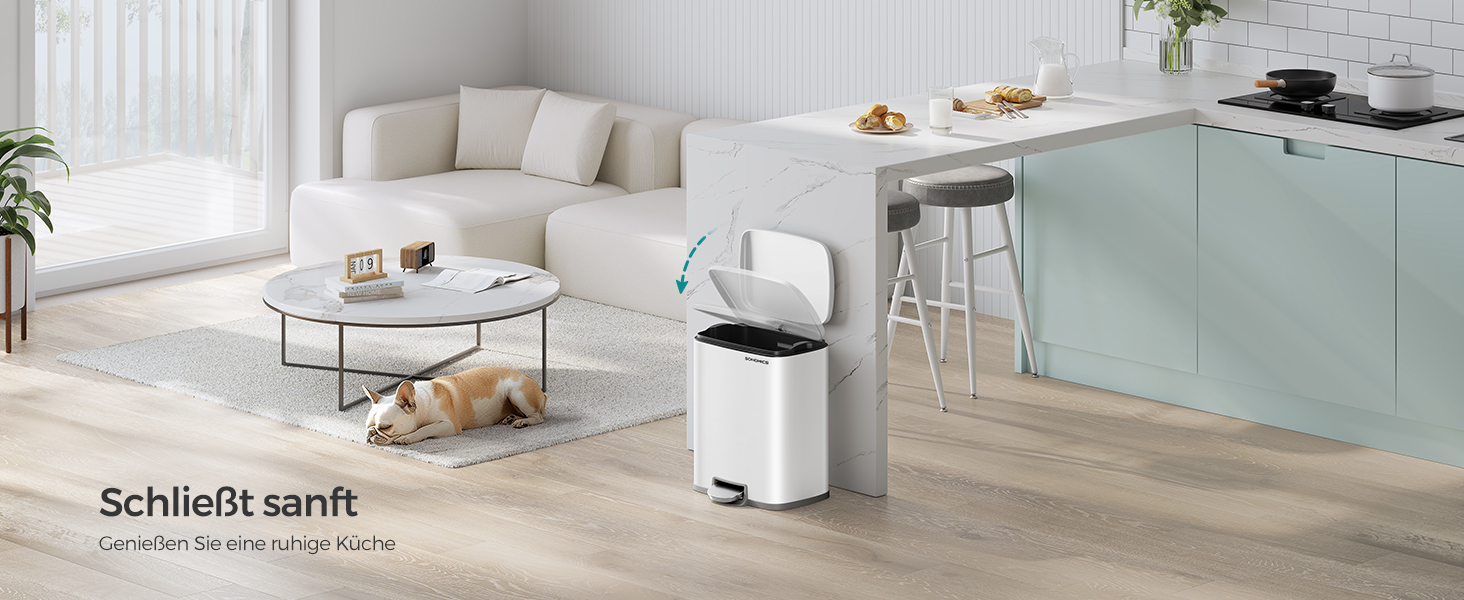 Відро для сміття SONGMICS 20 л з педаллю, м'яким закриттям, з внутрішнім відром, 15 мішків, металеве срібло