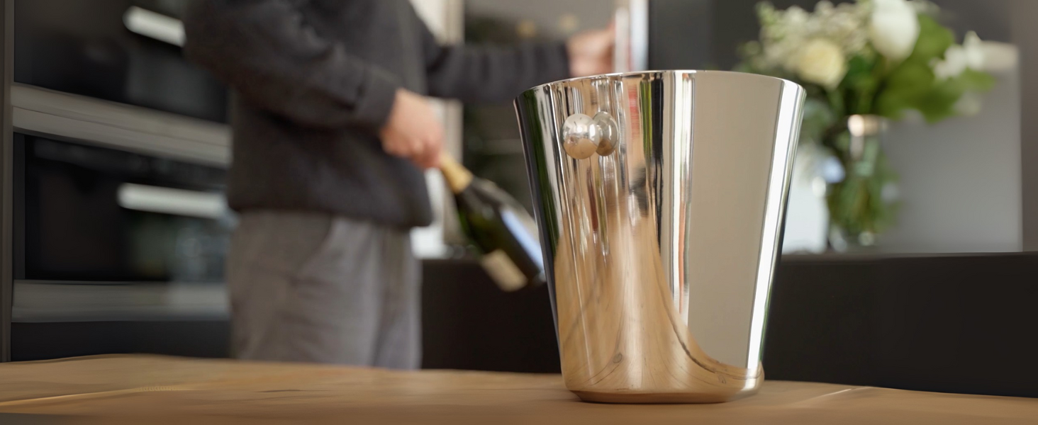 Охолоджувач для шампанського EDZARD Capri, золотий, для 1 пляшки, з підставкою, для вина, шампанського та льоду