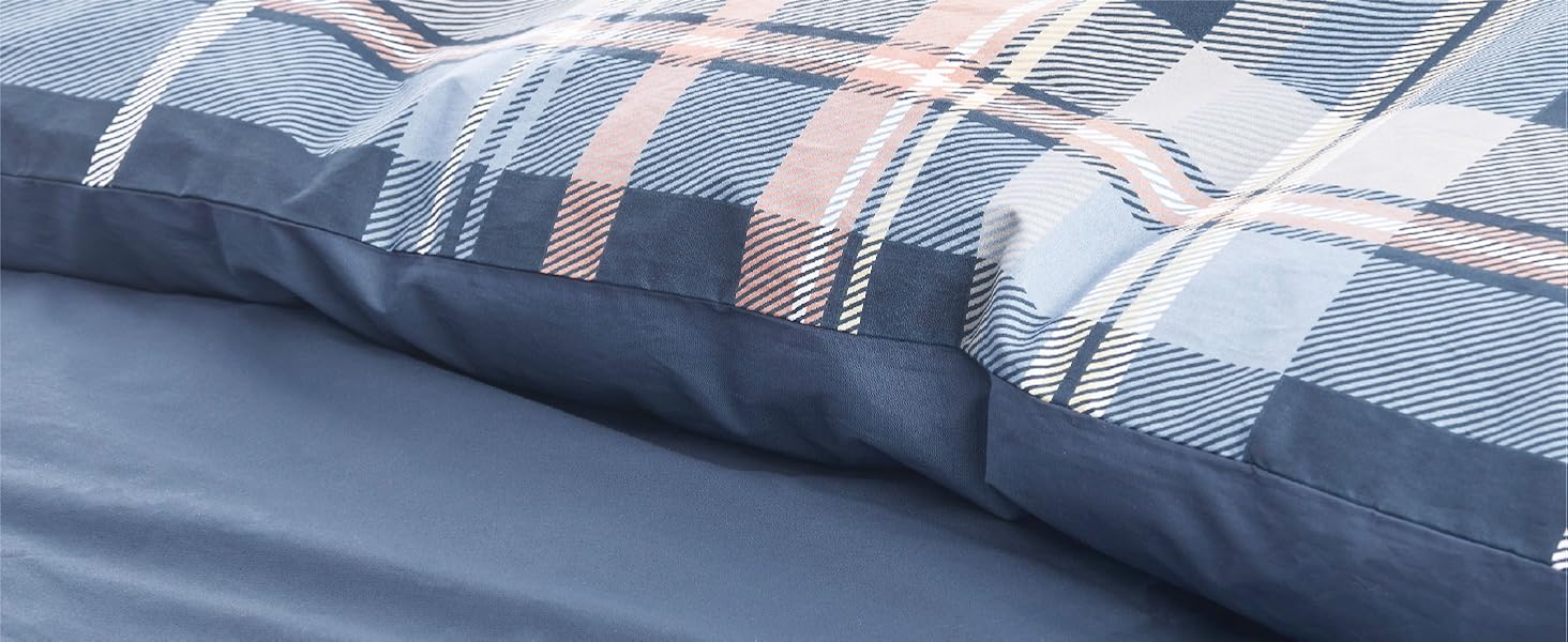 Комплект постільної білизни BEDSURE 200x200 см, 3 предмети, бавовна, двосторонній підігрудок з рослинним принтом та 2 наволочки 80x80 см, сертифікація OEKO-TEX, колір джинсовий синій