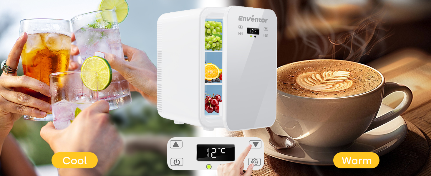 Mini холодильник Enventor 10L: компактний, тихий, з двозонним охолодженням (12V/220V) для авто, кімнати, офісу