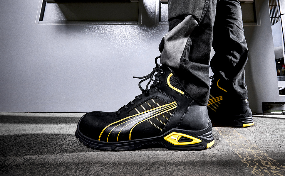 Робоче взуття PUMA Safety Rio Black Mid S3 SRC - чоловічі чорні черевики для роботи з металевим носком, антипробуксовні, 46 EU