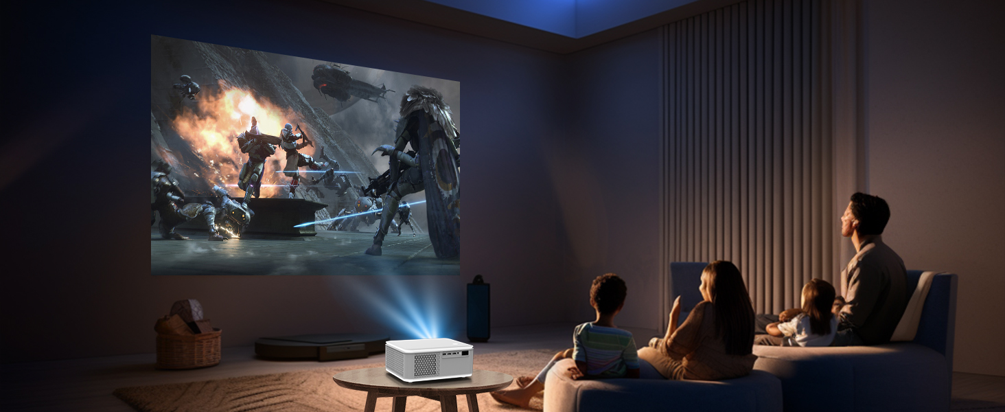 Портативний проєктор Mini Beamer 4K/1080p з Wi-Fi 6 та Bluetooth 5.4. Підтримка Auto Keystone, 200-дюймовий екран, сумісний з ноутбуками, смартфонами та TV (сірий)