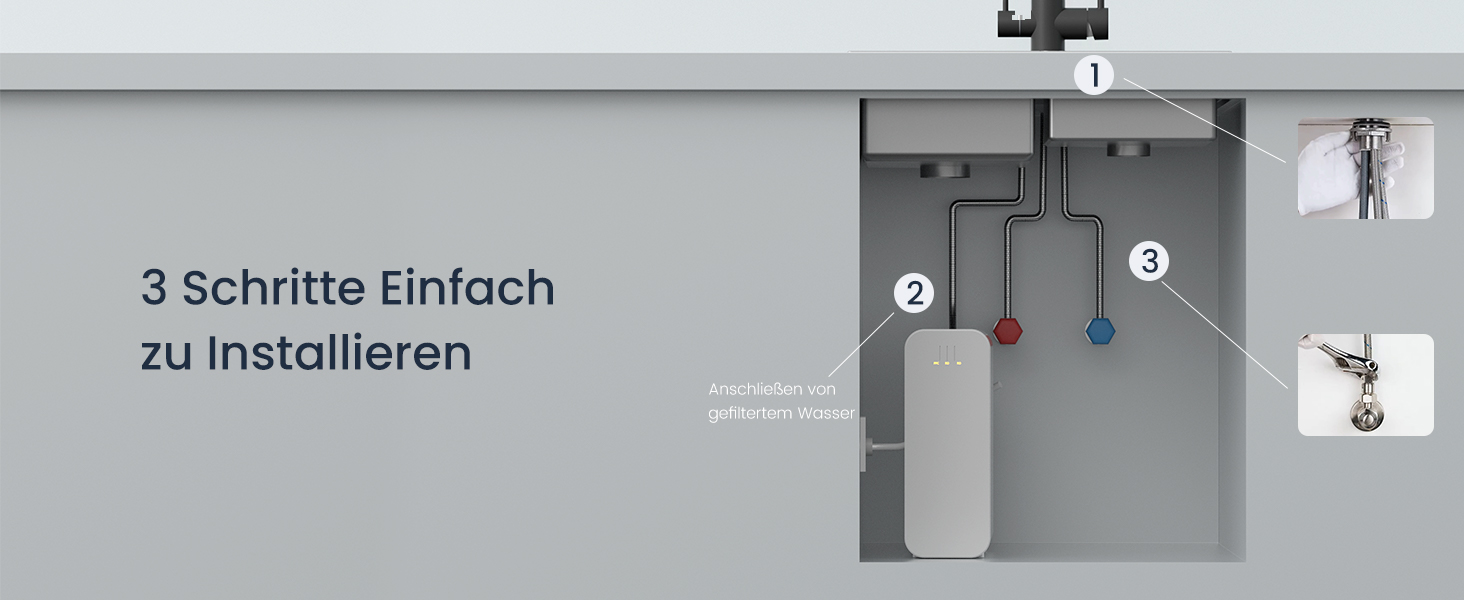 Кран кухонний APPASO 3-в-1 чорного кольору, з трьома виходами, для фільтрації води, поворотний на 360°, з двома важелями, з нержавіючої сталі