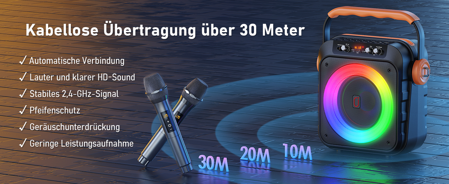 Караоке машина JYX MS80 з 2 мікрофонами, Bluetooth, LED-підсвітка