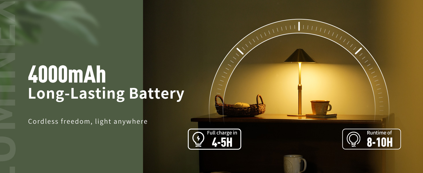 Нічник бездротовий акумуляторний Wiederaufladbare для вітальні, спальні, їдальні - Gold (латунь) з лампочкою, димуванням, сенсорним керуванням, 3-в-1