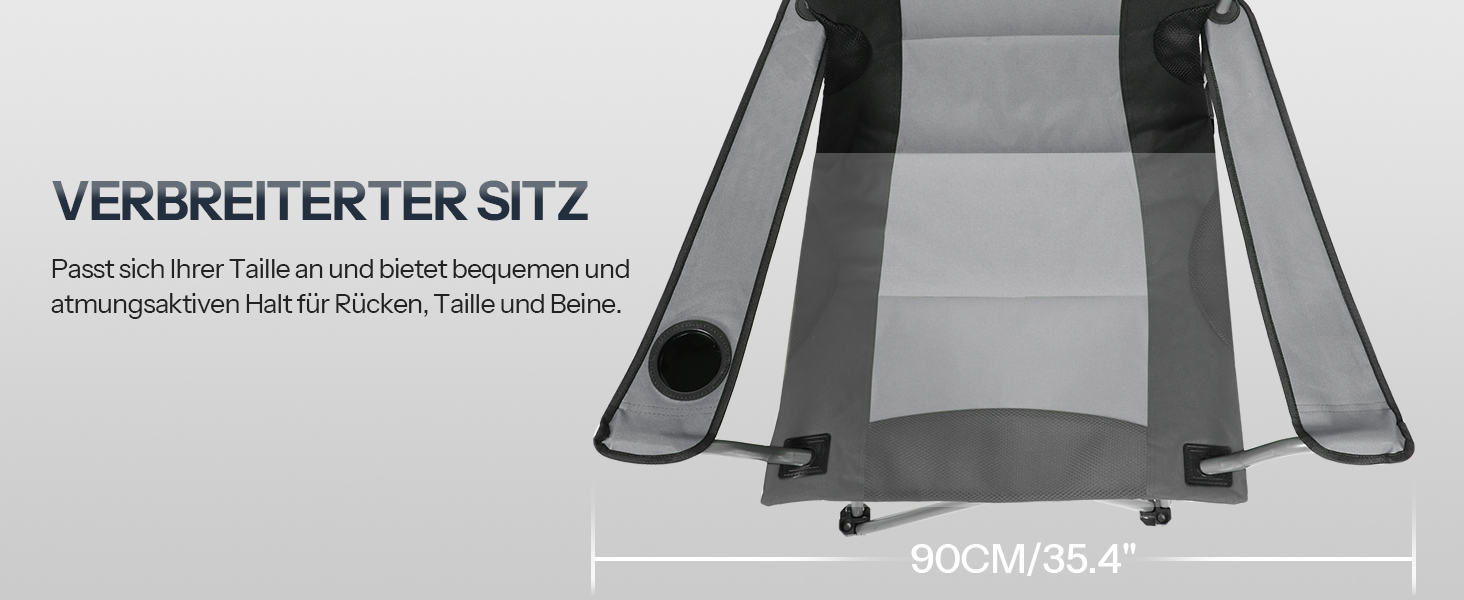 Складний кемпінговий стілець для пікніка, саду, балкону та пляжу EBK01LC02 (Сірий + Чорний)