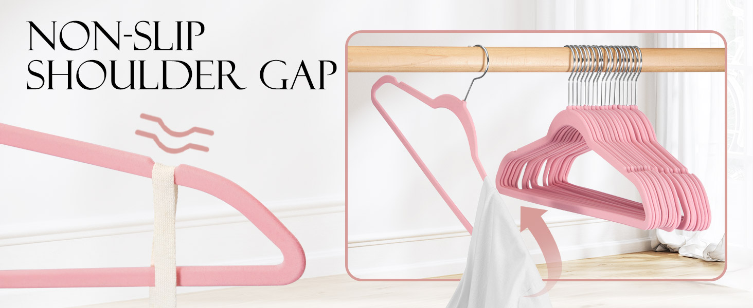 Вешалки для одягу HOUSE DAY, 20 шт. - вешалки з оксамиту, для костюмів, штанів, широкі, обертаються на 360°, рожеві