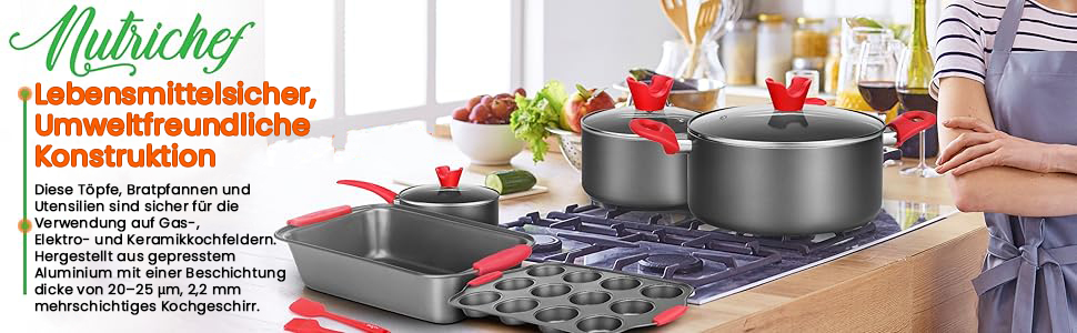 Набір форм для випічки NutriChef 21 предмет – кругла, прямокутна, для кексів, пирогів, піци, мафінів, хліба, антипригарне покриття