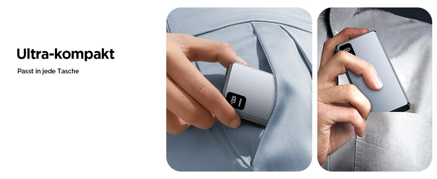 Портативний зарядний акумулятор Powerbank з MagSafe, 5000mAh, 20W PD, 15W Wireless, USB-C, для iPhone, AirPods (Сірий)