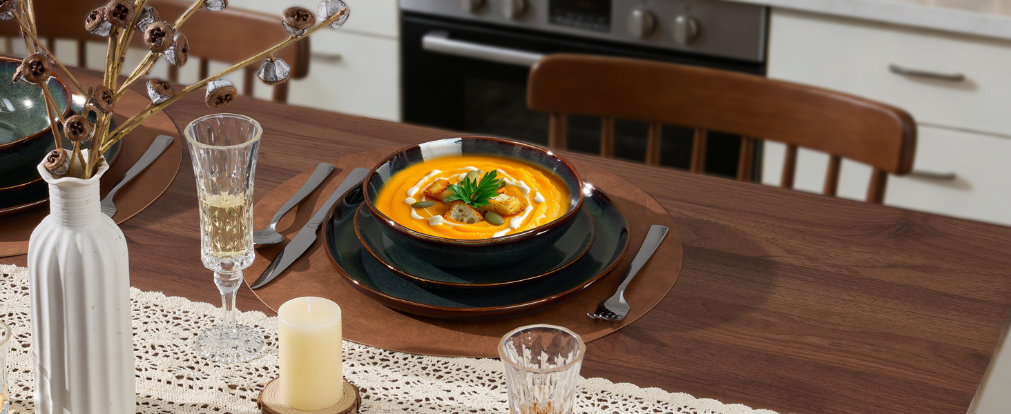 Сервіз Joyfair на 6 осіб, 24 предмети, кераміка, реактивний Tundra Green