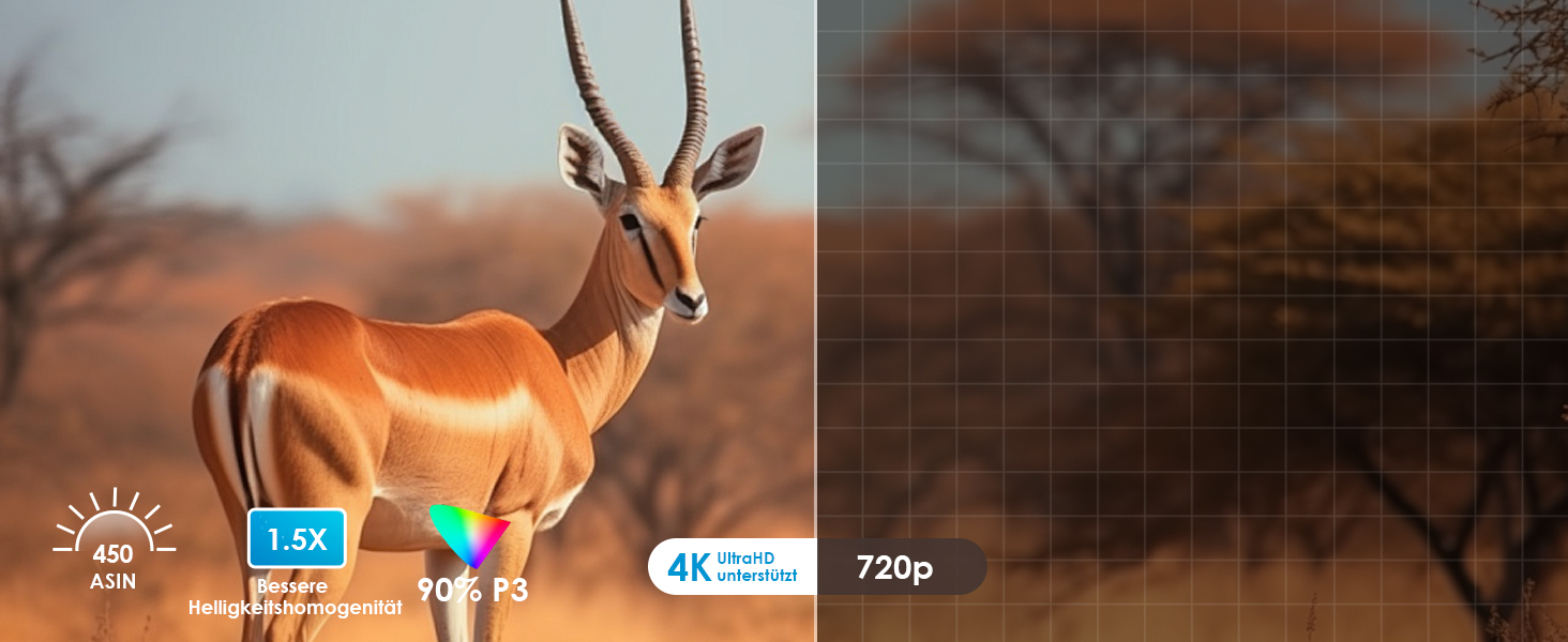 Розумний проєктор Beamer Full HD 1080P, 25000 люменів, Android 11, вбудовані додатки, 4D корекція трапеції, WiFi 6 & BT 5.2, проєктор для домашнього кіно 4K з поворотним підставою 120°, сумісний з iOS/Android/Laptops, чорний