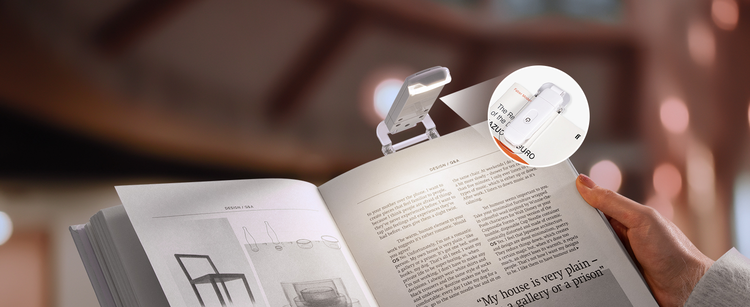 LED лампа для читання DEWENWILS на прищіпці, USB перезарядна, 2 рівні яскравості, біле світло, для дітей та книголюбів