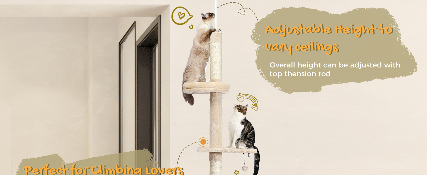 Комплекс для котів PAWZ Road, 5-ярусний, з драбиною, з когтеточкою, ліжком та іграшками, бежевий