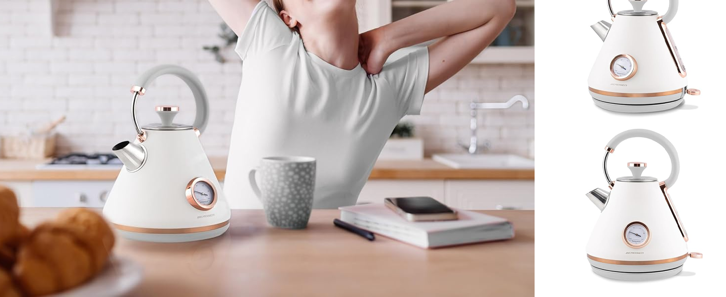 Елегантний чайник Berdsen BD-701 з термометром, 1.7L, чорний