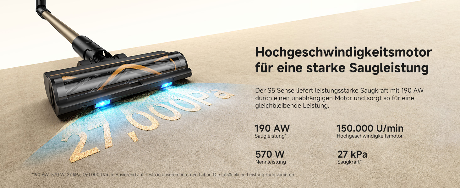 Mova S5 Sense: Бездротовий акумуляторний пилосос з тривалою роботою до 97 хвилин, для килимів, твердих підлог та шерсті тварин. Тиха, самостійна, з антизаплутуванням.