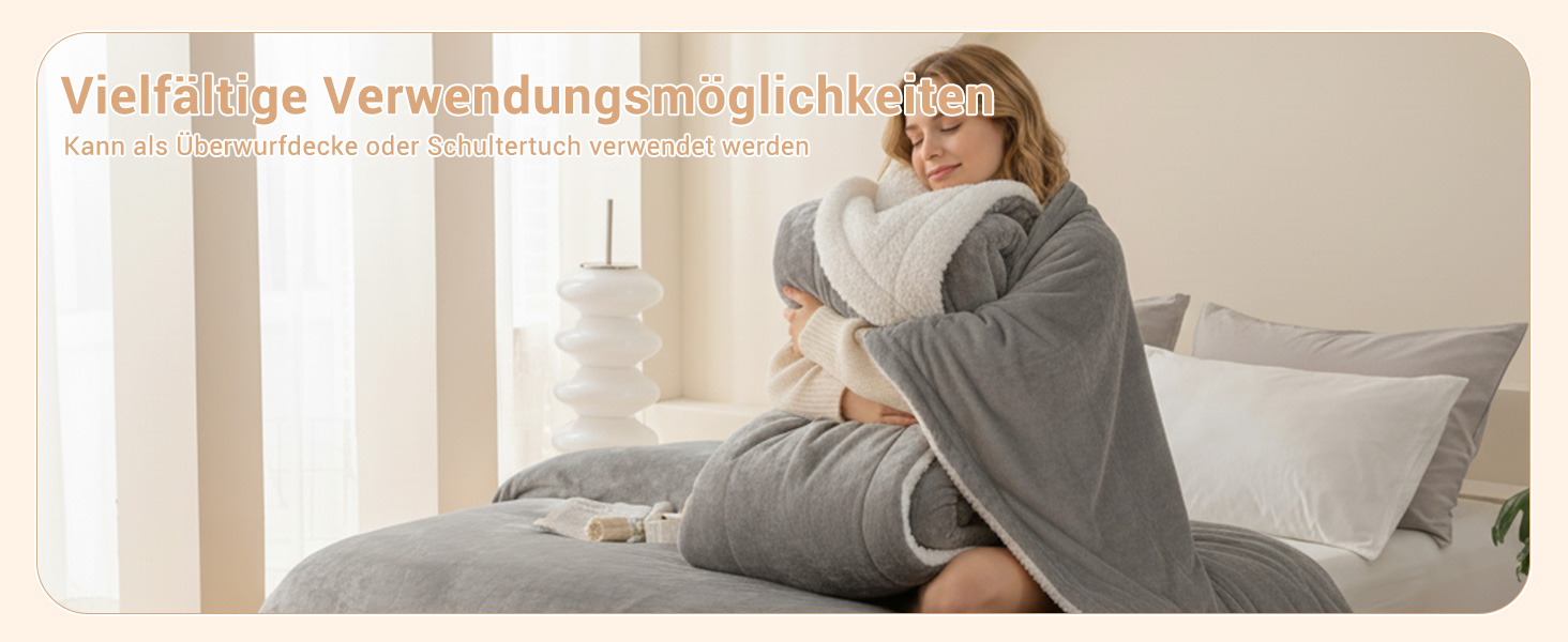 Плед Sherpa для дивана: теплий, м'який, 130x150 см (сірий)