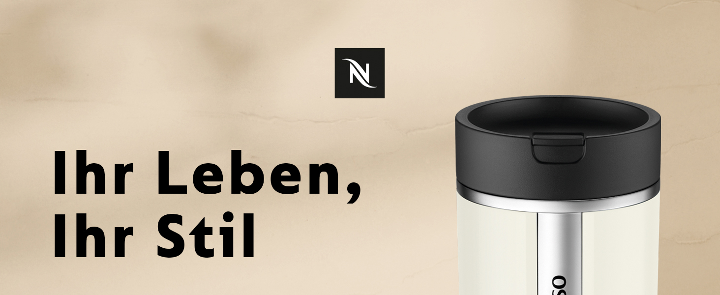 Термокружка Nespresso Travel Mug Small Sage Green 300 мл | Зручна термокружка для кави, чаю, матча | З щільною кришкою, можна мити в посудомийній машині | Сталевий термос-чашка з невеликим об'ємом | Колір: Salbeigrün (Vanilla Ice)
