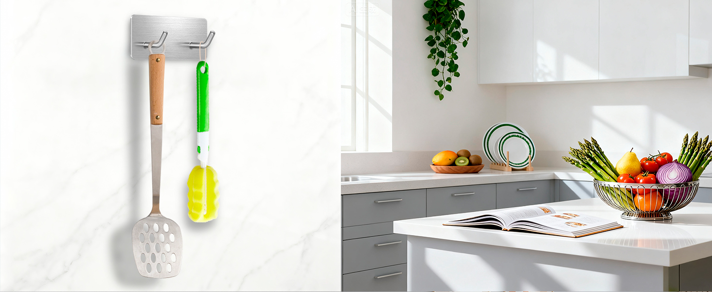 Самоклеючі гачки Haken - набір 6 шт. з нержавіючої сталі 304, без свердління, для ванної, кухні та вітальні