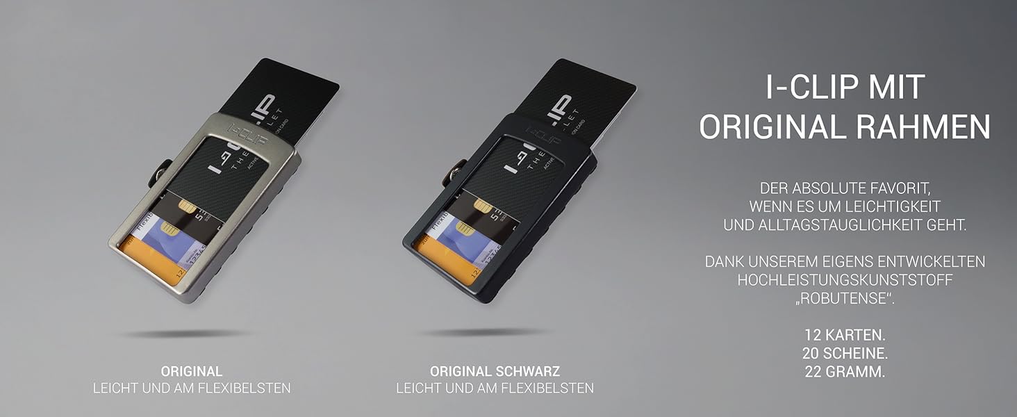 Міні-гаманець I-CLIP з кліпсою для грошей - Slim гаманець з натуральної шкіри - чорний, з карбоновим дизайном