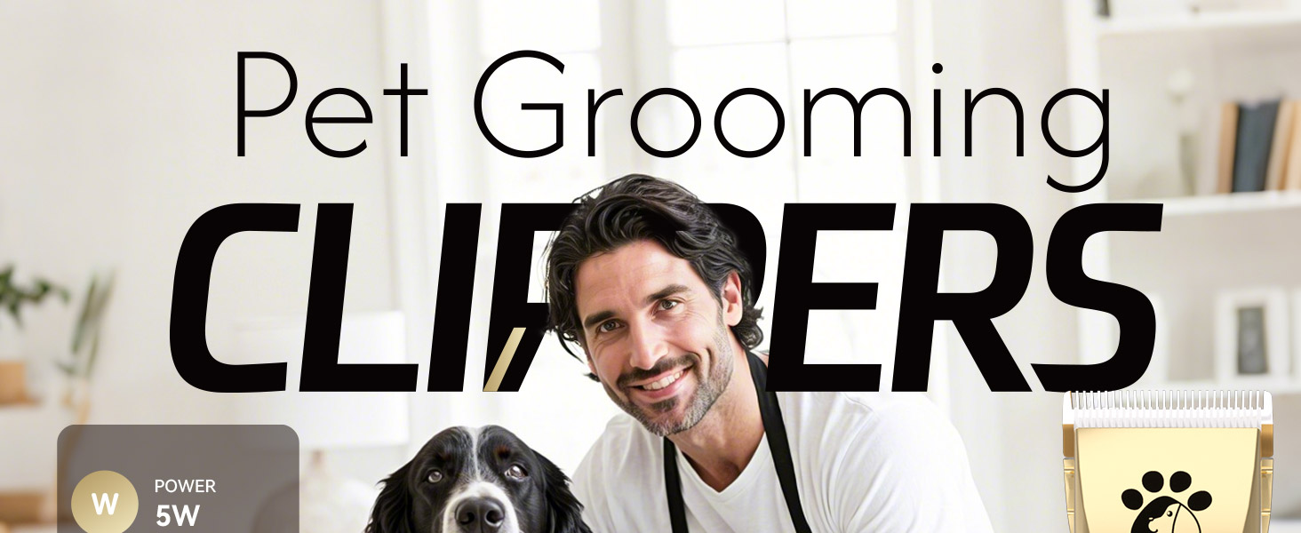 Професійна машинка для стрижки собак та котів Leise, електрична бездротова, 2 швидкості (Золота)