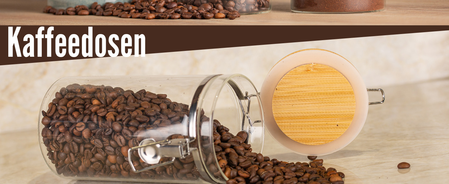 Набір кавових контейнерів Deco haus® 2 шт. з етикетками, 1,3 л - для кави, цукру, борошна, мюслі. Повітряно-непроникні контейнери для зберігання продуктів.