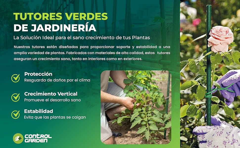 Опори для рослин +control GARDEN, 30 шт, сталь з пластиковим покриттям, 180 см, Ø 11 мм, для дому та саду