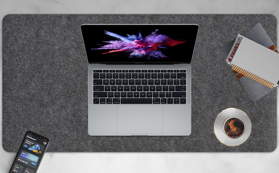 Килимок для столу з фетру, великий, 80x40 см. Нековзний килимок для столу, ігровий килимок, килимок для письма, офісний захист столу (Сірий)