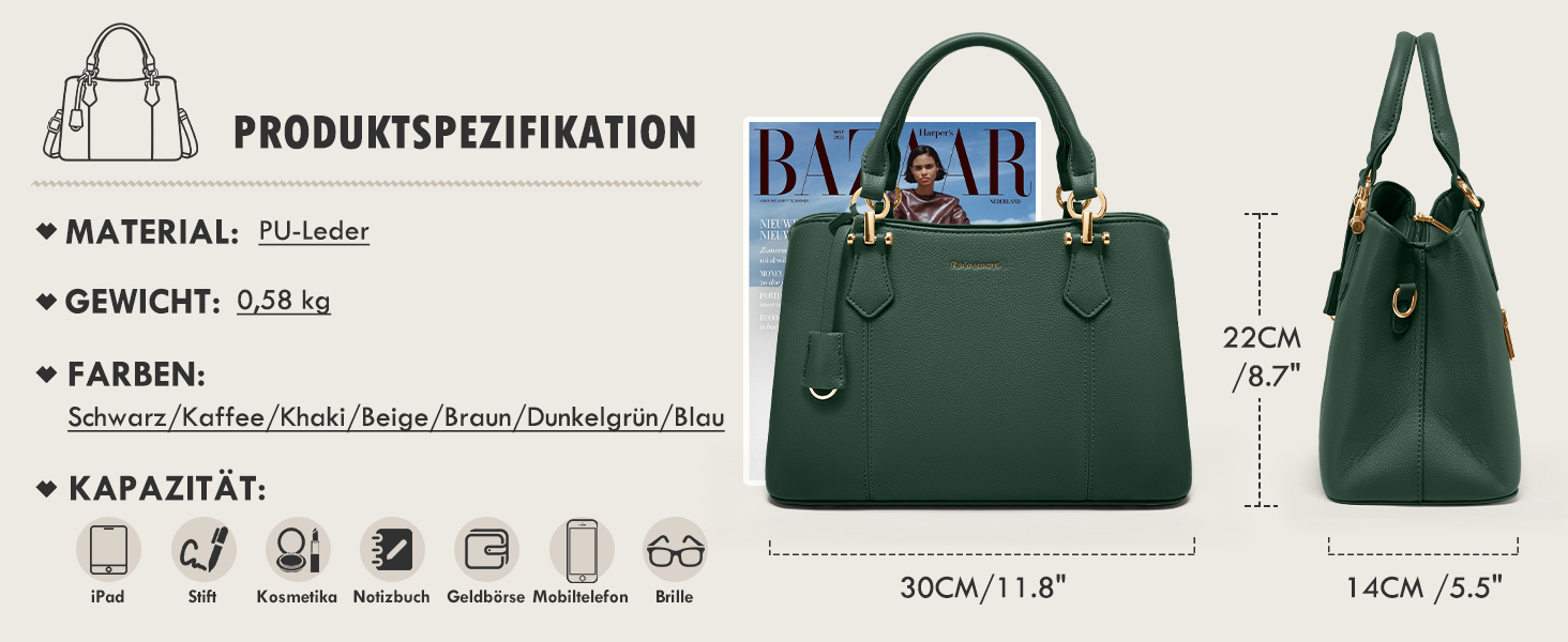 Сумка жіноча RAINSMORE середнього розміру з екошкіри, чорна. Сумка-тоут, сумка на плече, сумка через плече.