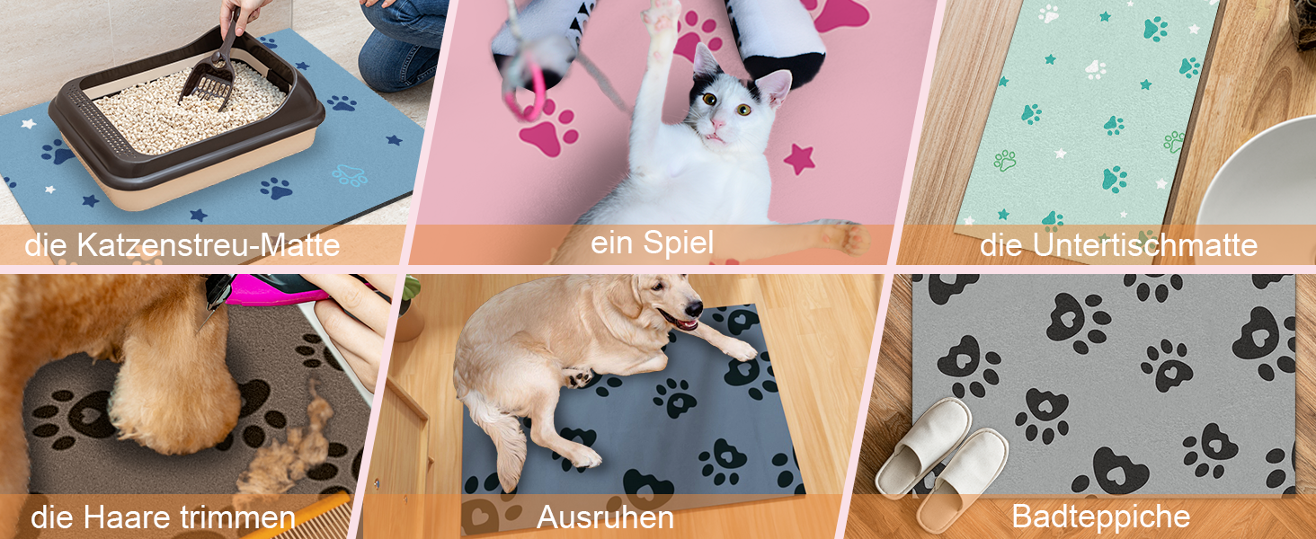 Килимок під миску для собак BLESWIN 30x50 см, вбираючий, нековзний, для цуценят, рожевий зі зірками