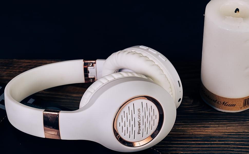 Навушники PowerLocus Bluetooth Over-Ear, бездротові, складні, з мікрофоном, Hi-Fi, глибокий бас, для телефону, планшета, ПК (Rose Gold Deep)