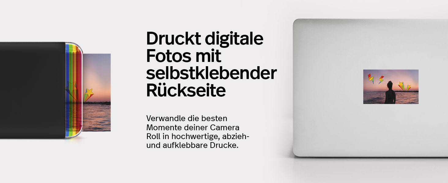 Polaroid Hi-Print 2-ге покоління: Bluetooth фотодрук, кишеньковий принтер 2x3, чорний (з фільм-пакетом)