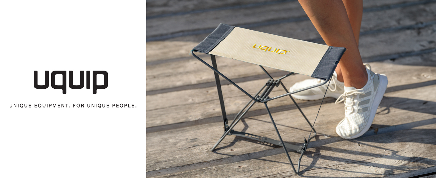 Складний туристичний стільчик Uquip Falthocker Fancy Petrol: міцний, компактний, для кемпінгу, відпочинку та подорожей (пісок)