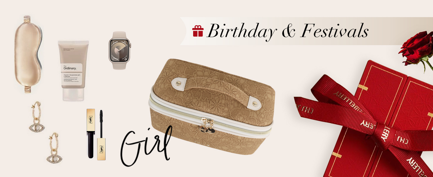 Косметичка велика містка для подорожей, водонепроникна з PU-шкіри, з прозорими перегородками та ручкою (M, Коричнева квітка)