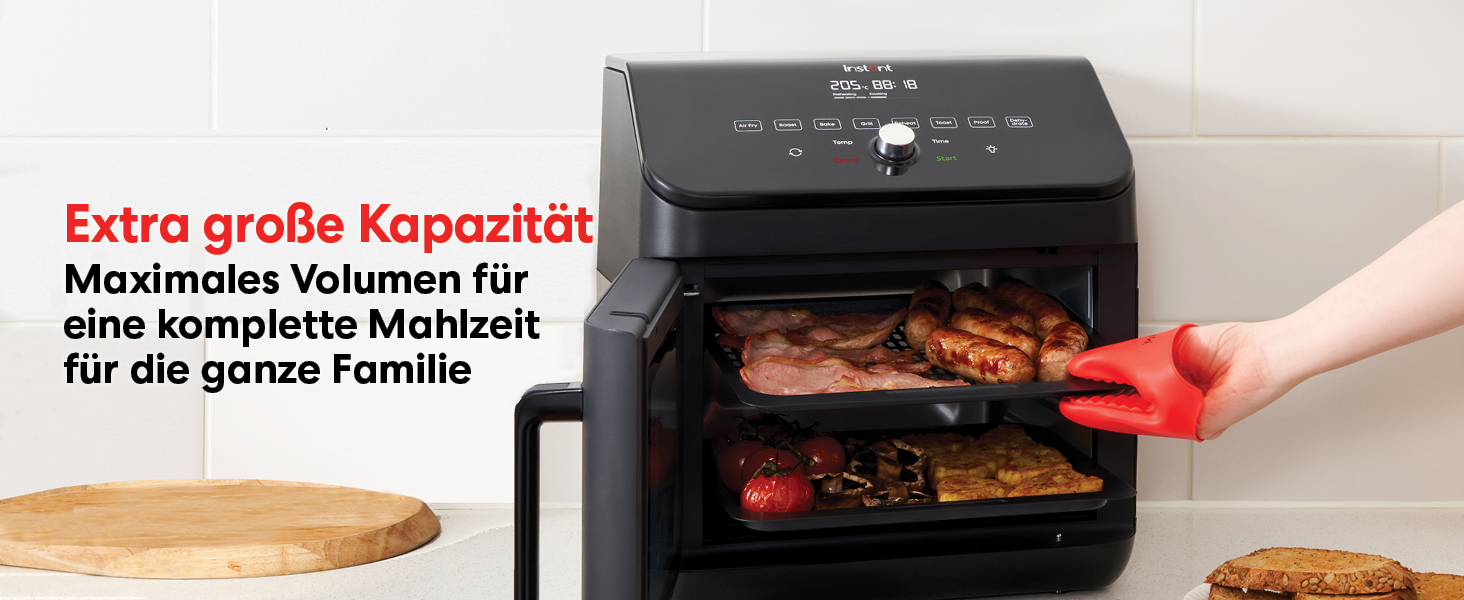 Мультифрітюрниця-піч 13л з 9 програмами та поворотним шампуром - для смаження, грилю, запікання, тушкування, випікання, тостування, розігріву, дегідратації та бродіння. Потужність 1700W, чорний колір