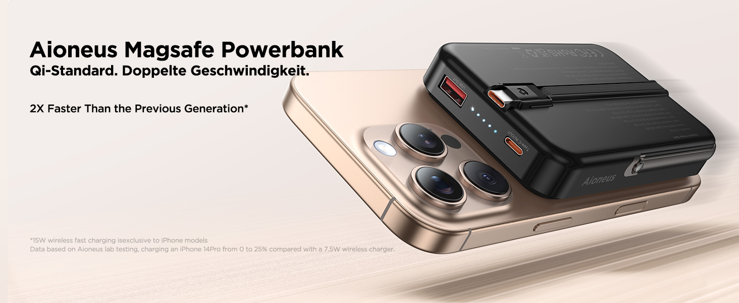 Портативний зарядний акумулятор Powerbank MagSafe 10000mAh з бездротовою зарядкою, USB-C, для iPhone, AirPods (Чорний)